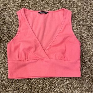 SHEIN crop top cross wrap v-neck knit tank top